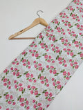 Pink floral cotton fabric with Jaipuri design