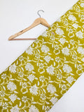 Yellow floral print cotton fabric Jaipur