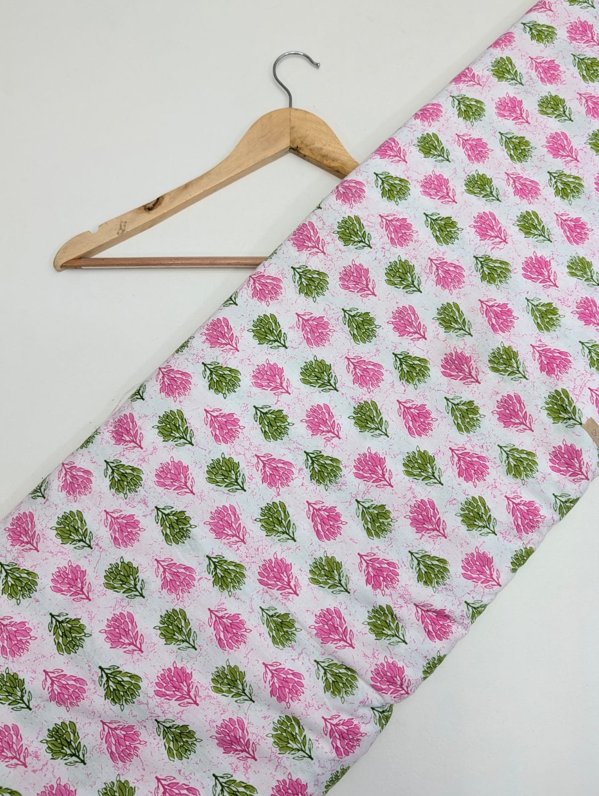Pink green floral cotton fabric India
