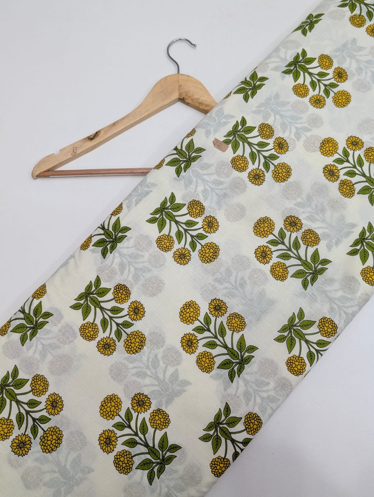 Yellow floral cotton fabric ethnic wear