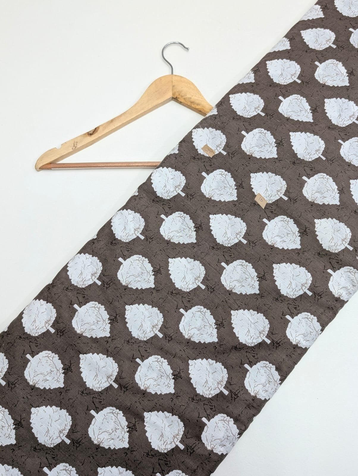 Brown leaf print cotton fabric India