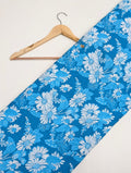 Blue floral cotton fabric with Jaipuri print