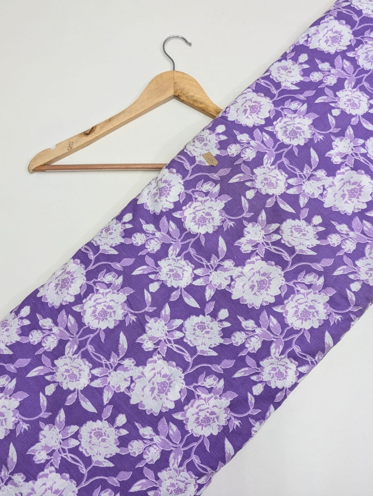 Purple floral cotton fabric with Indian print