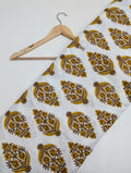 Yellow paisley cotton fabric with Rajasthani print