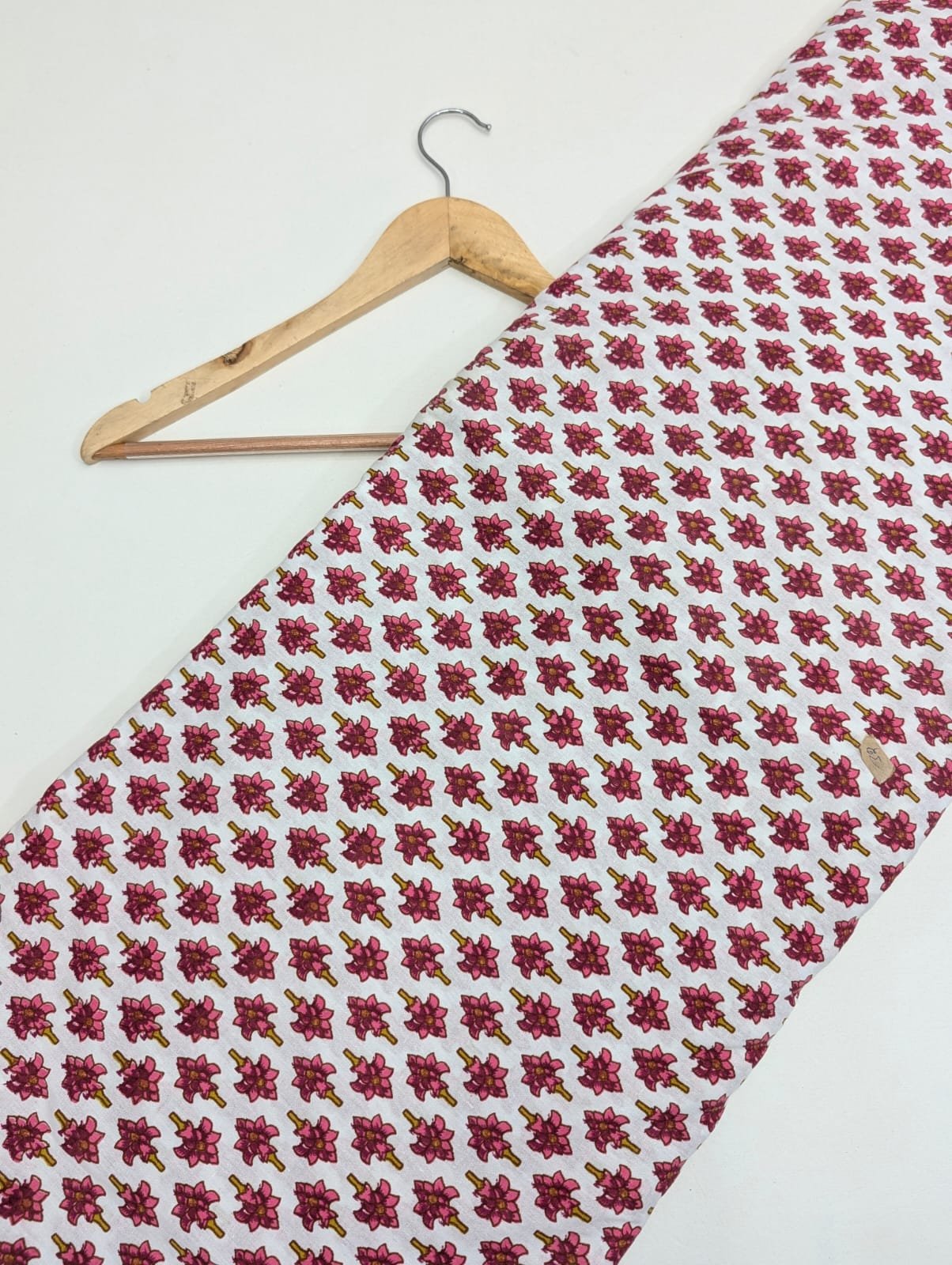 Red floral cotton fabric Jaipuri design