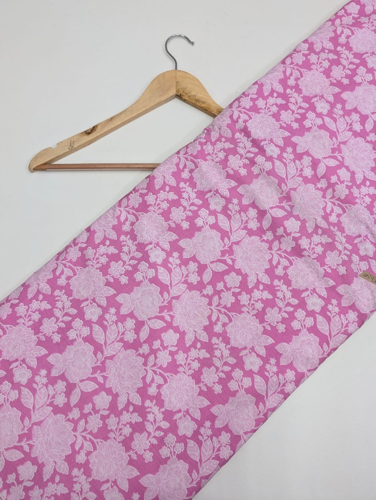 Pink floral cotton fabric Indian print