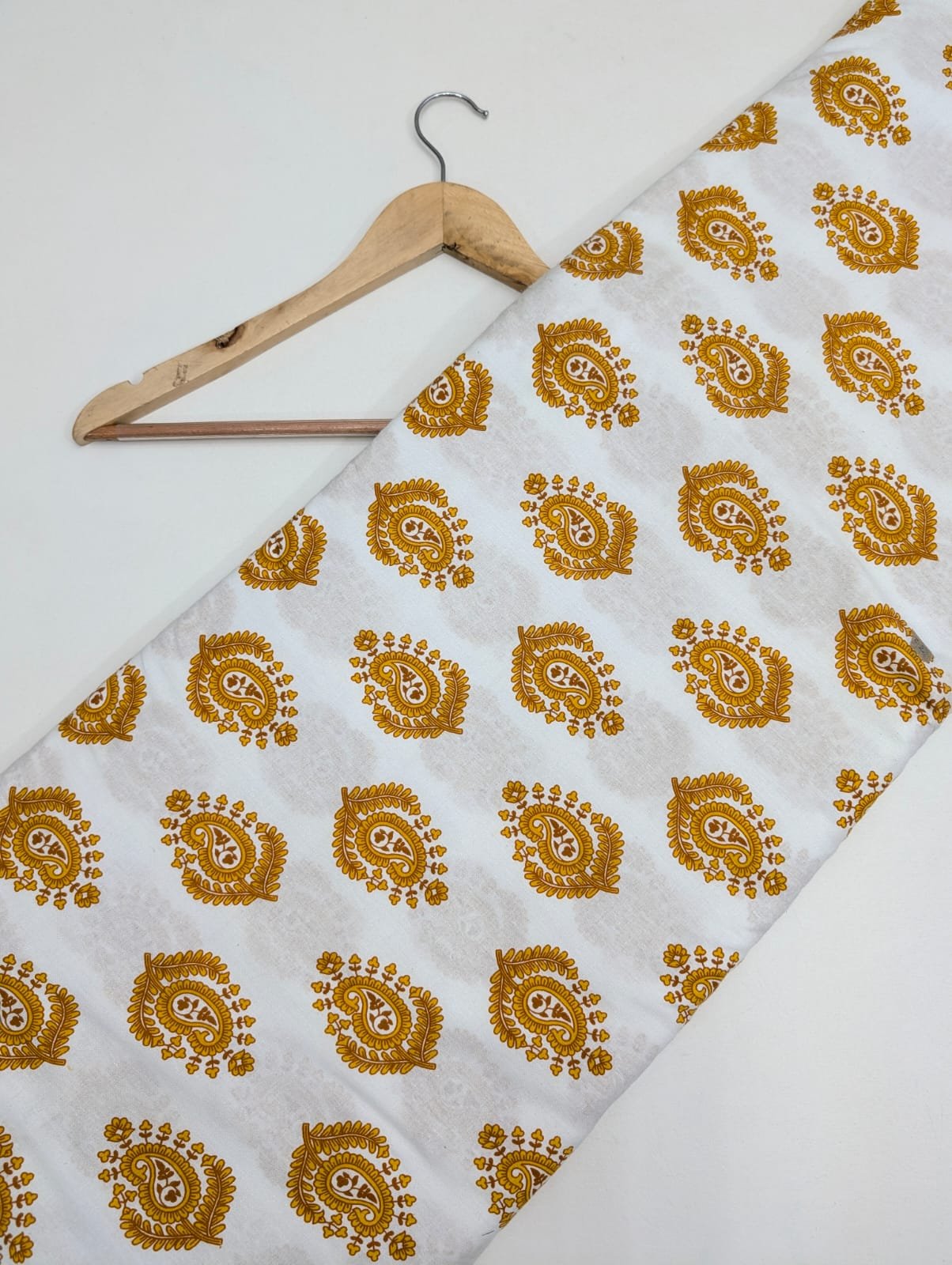 Yellow paisley cotton fabric Indian print