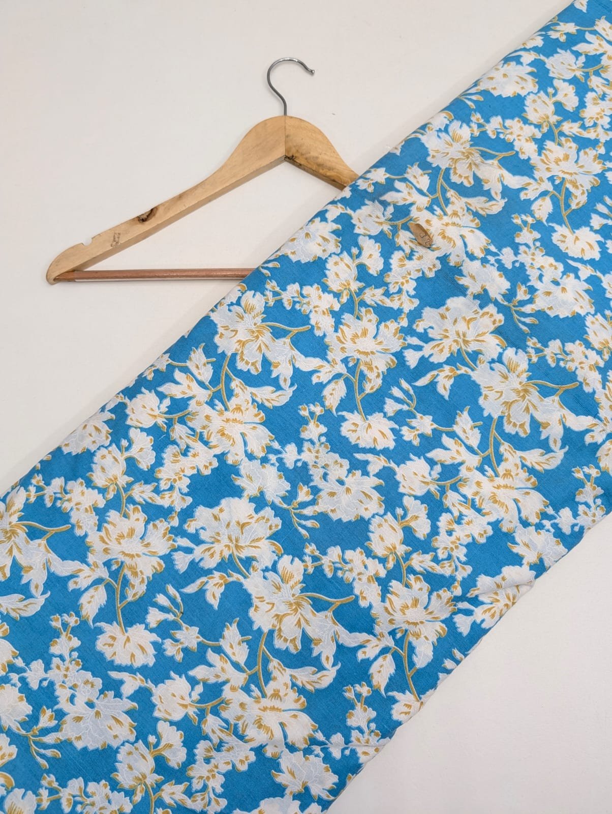 Blue floral cotton fabric Jaipur style