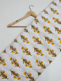 Yellow floral cotton printed fabric Jaipur