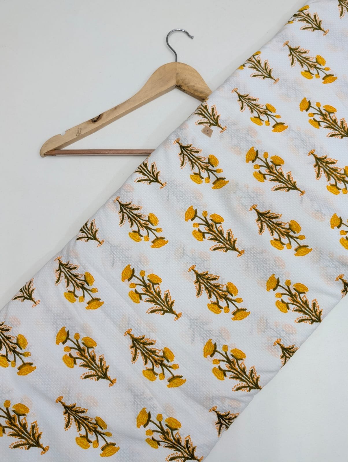Yellow floral cotton printed fabric Jaipur