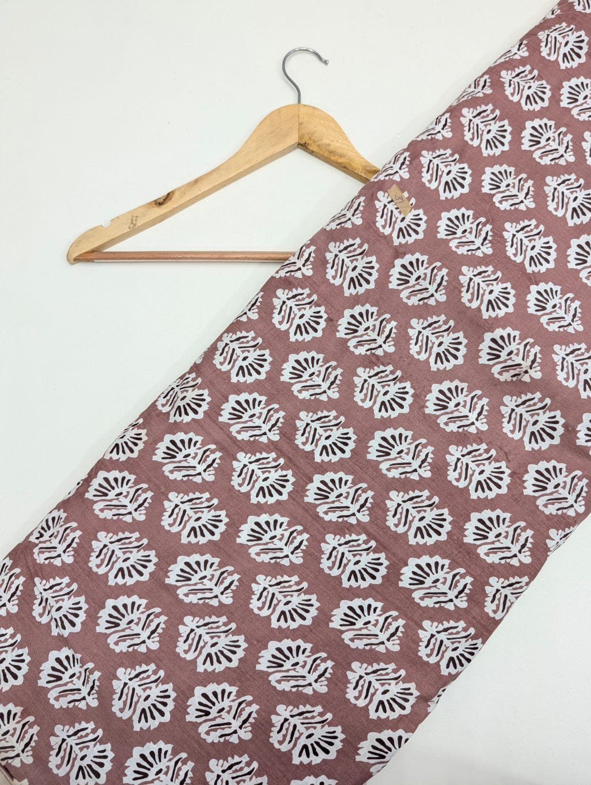 Brown leaf cotton printed fabric Jaipur