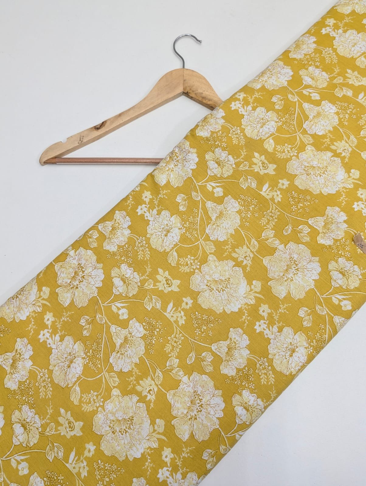 Yellow floral cotton fabric Rajasthani print