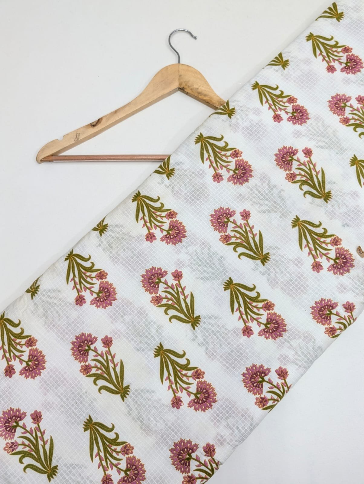 Pink floral cotton printed fabric India