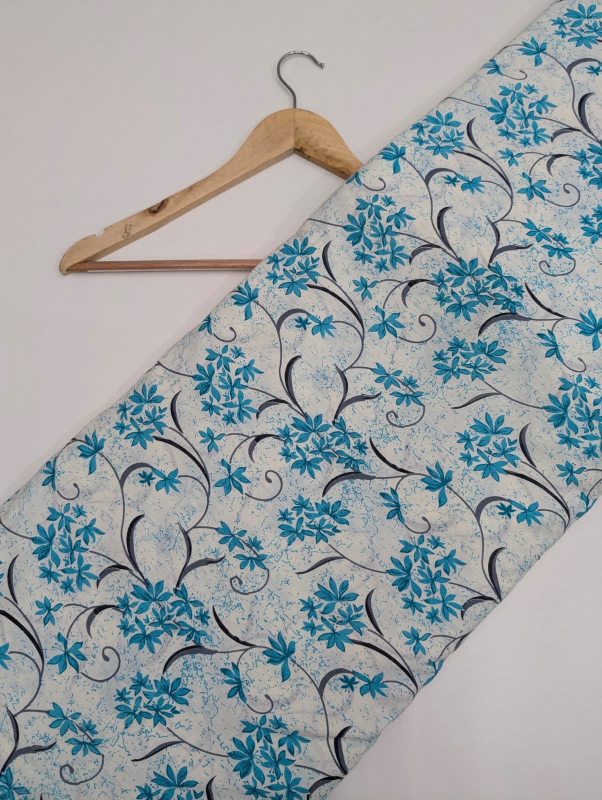 Blue floral design cotton fabric Jaipur