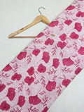 Pink leaf pattern cotton fabric Jaipur