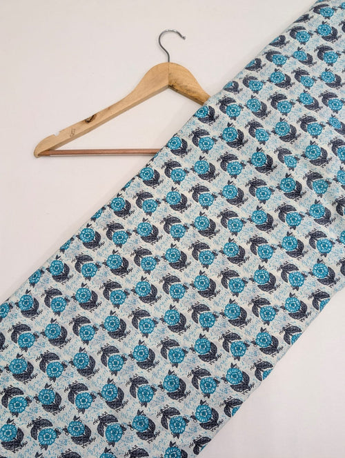 Blue floral cotton fabric Indian print