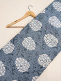Grey leaf print cotton fabric Rajasthan