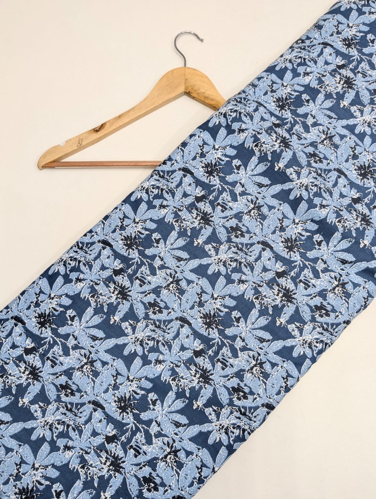 Dark blue floral cotton fabric Jaipuri motif