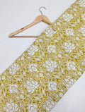 Yellow paisley cotton fabric traditional design