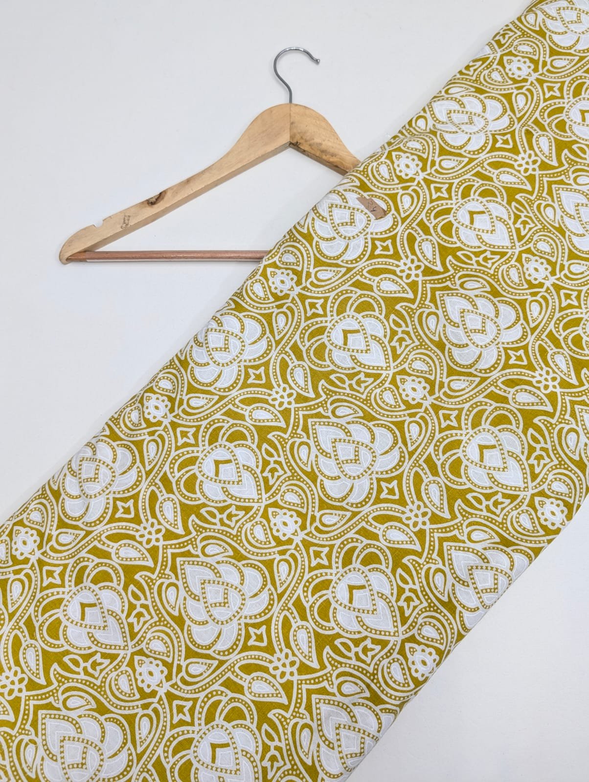 Yellow paisley cotton fabric traditional design