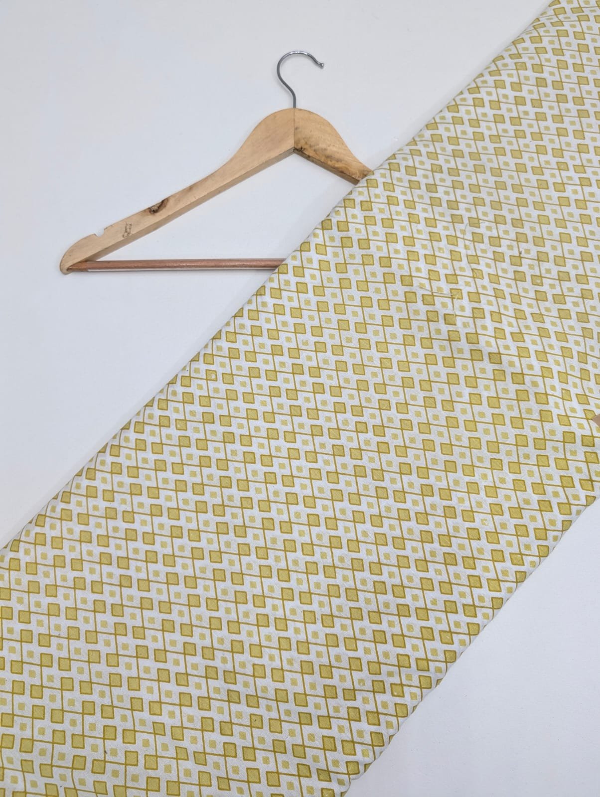 Yellow geometric print cotton fabric India