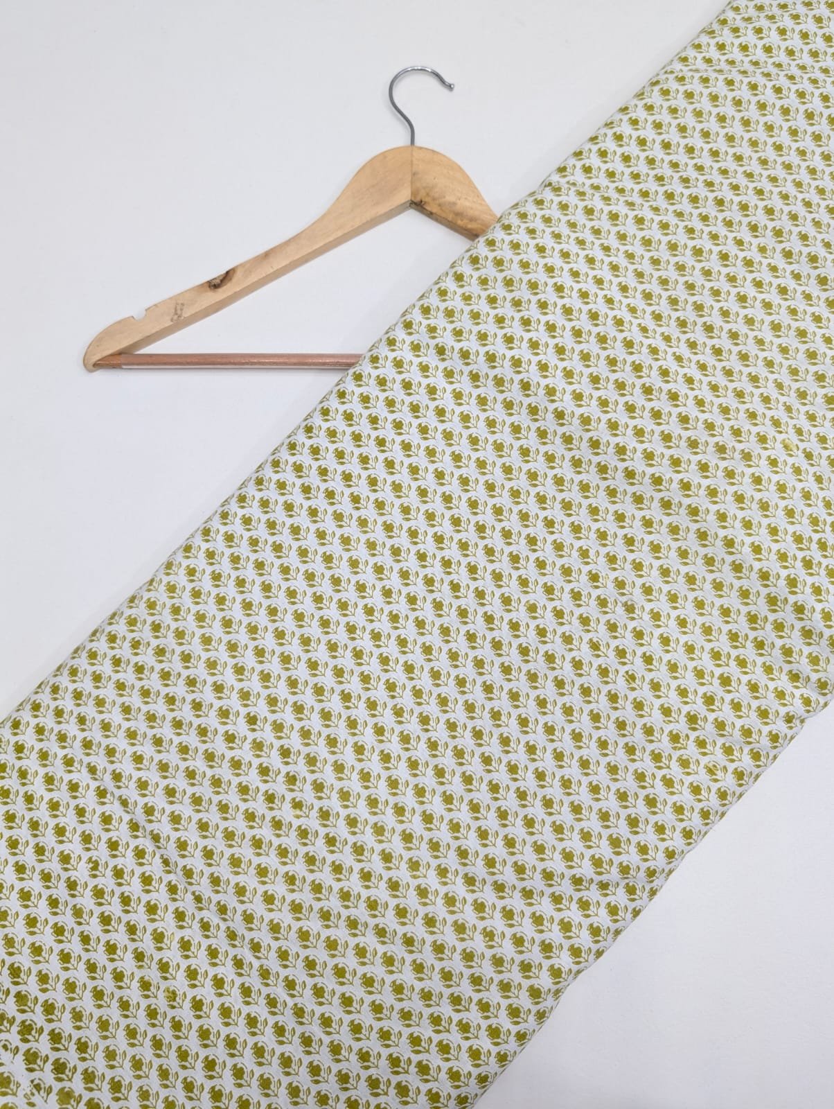 Green floral cotton fabric Jaipuri design