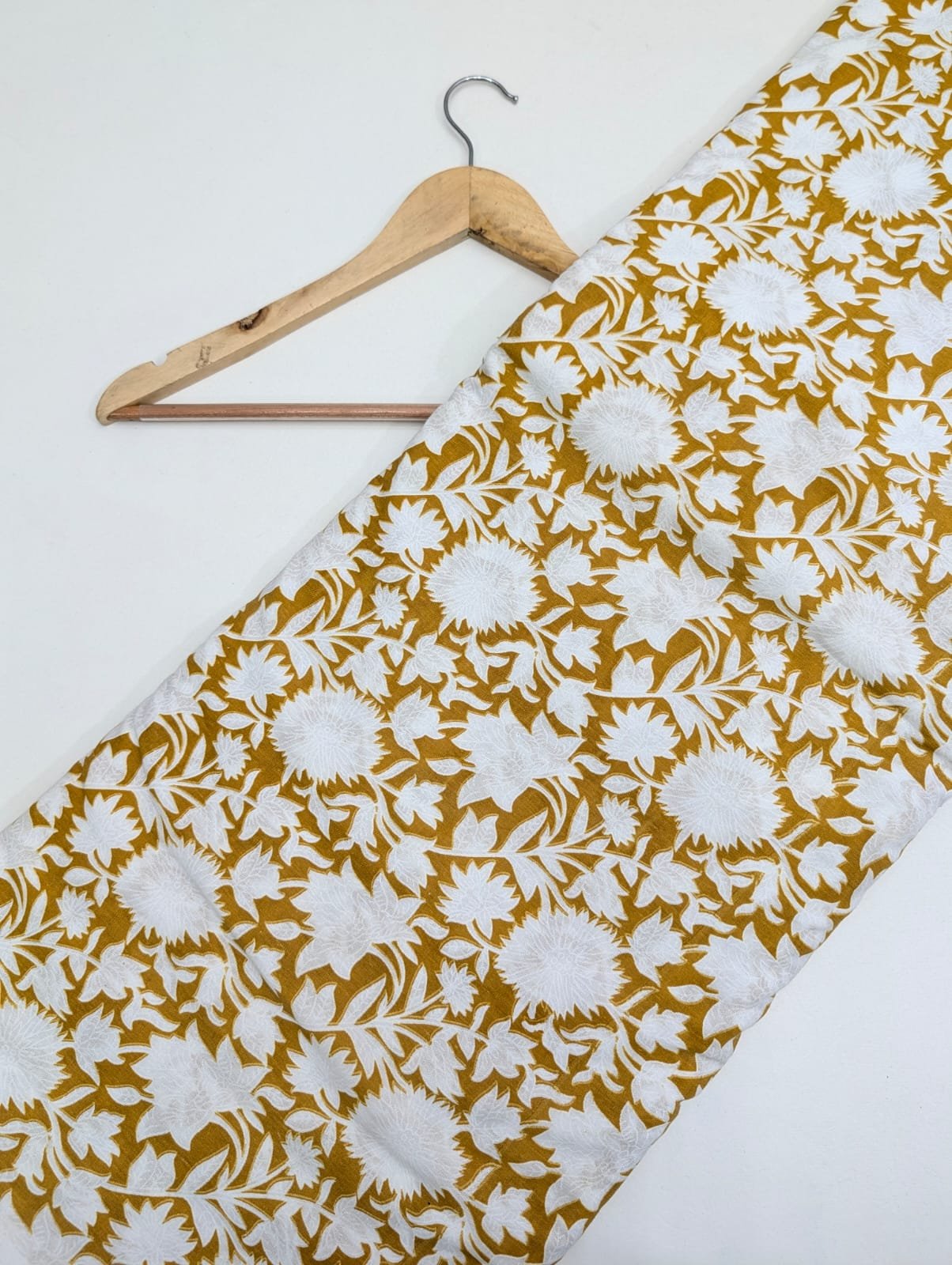 Mustard floral Indian cotton fabric India