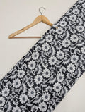 Black white floral cotton fabric Jaipur