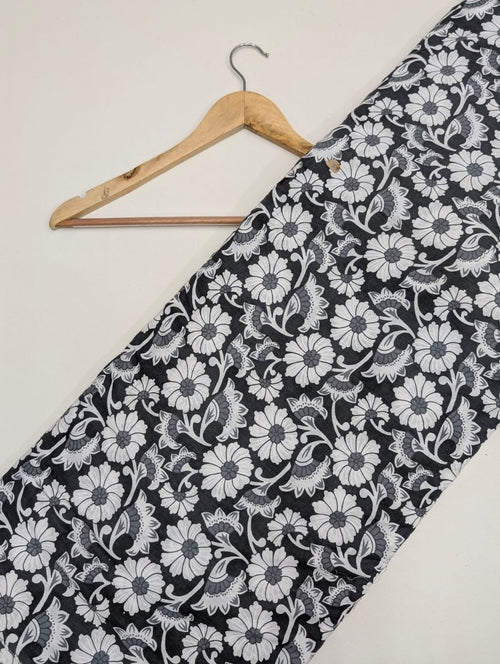 Black white floral cotton fabric Jaipur