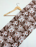 Brown cotton fabric with floral print design