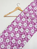 Pink fabric with white floral cotton print