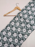 Grey fabric with white floral cotton print