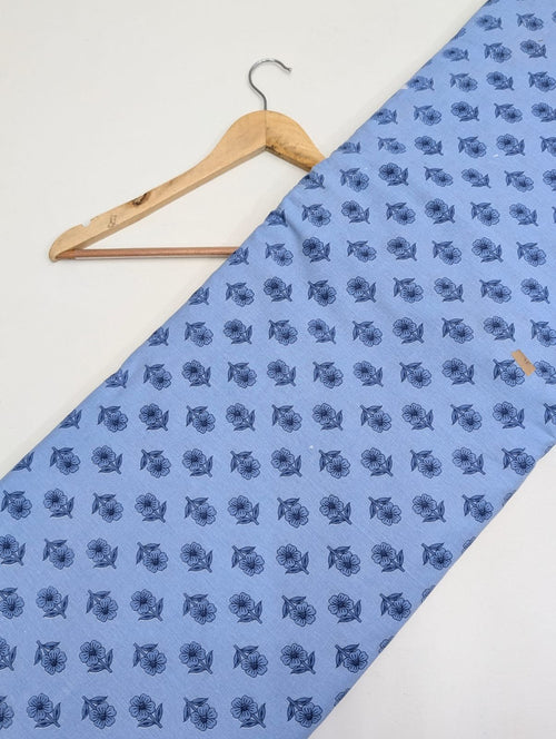 Blue geometric cotton fabric Jaipur design