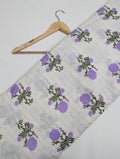 Cream fabric with purple floral cotton print