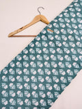Teal floral cotton print fabric India