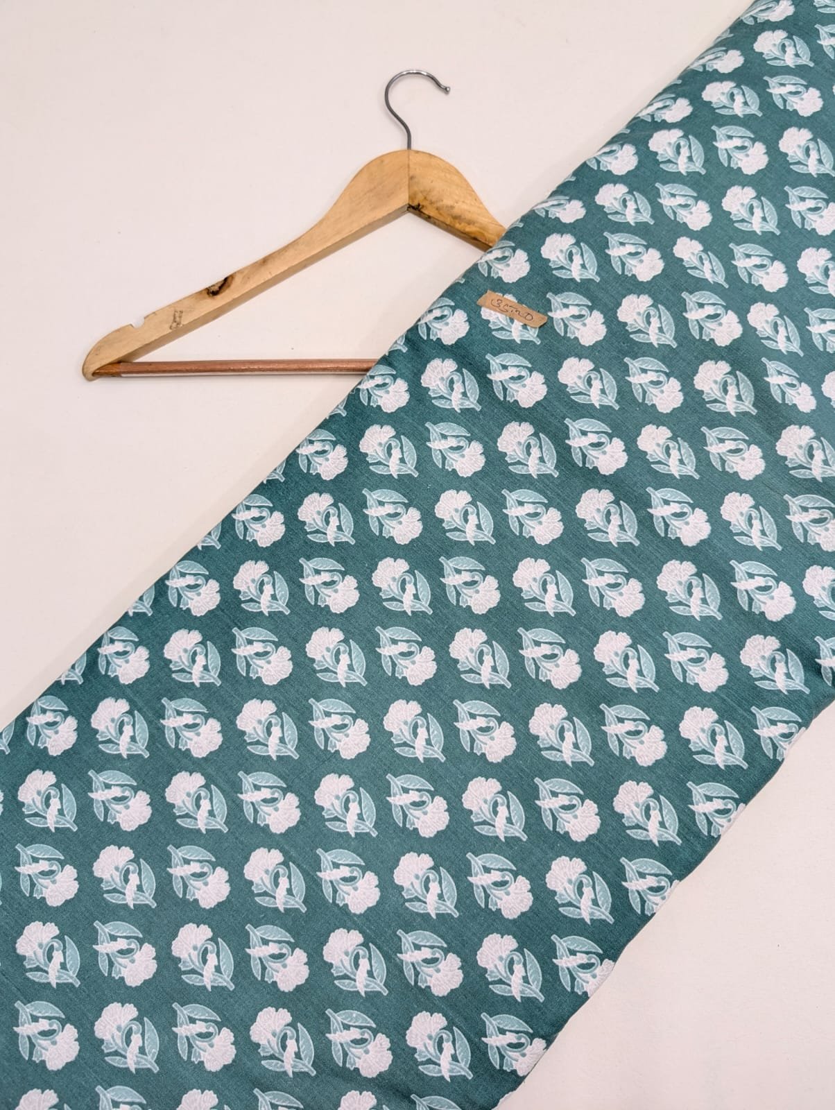 Teal floral cotton print fabric India