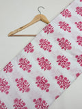White pink floral cotton fabric online Jaipur