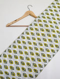 Green and yellow leaf pattern cotton fabric