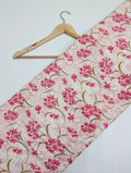 Pink floral design cotton fabric for kurtis