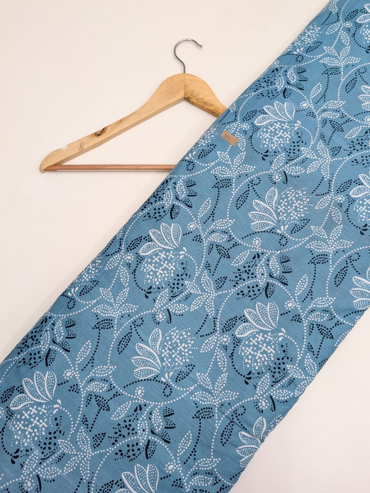 Teal floral cotton fabric Indian pattern