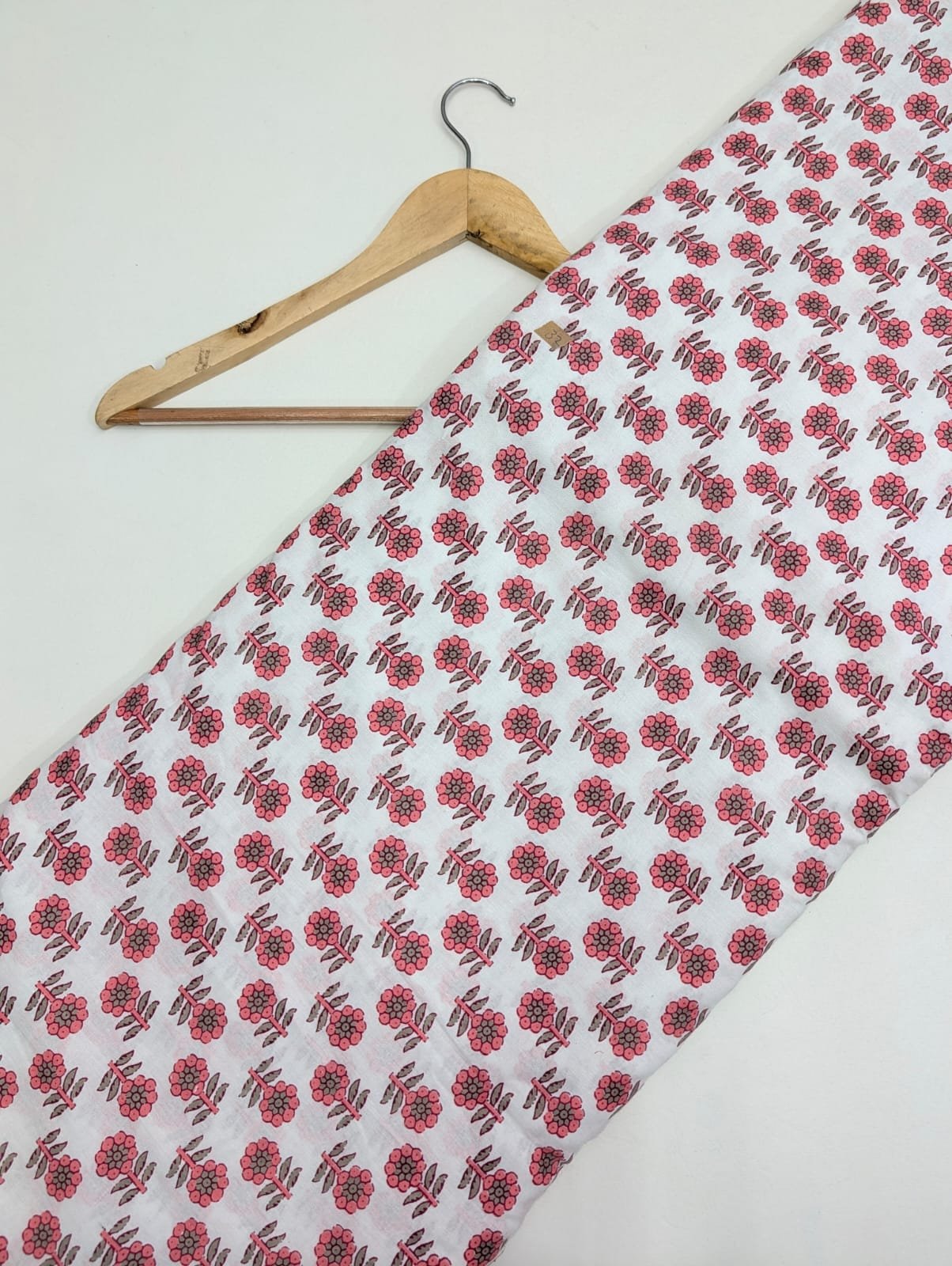 Red floral pattern cotton fabric for kurtis