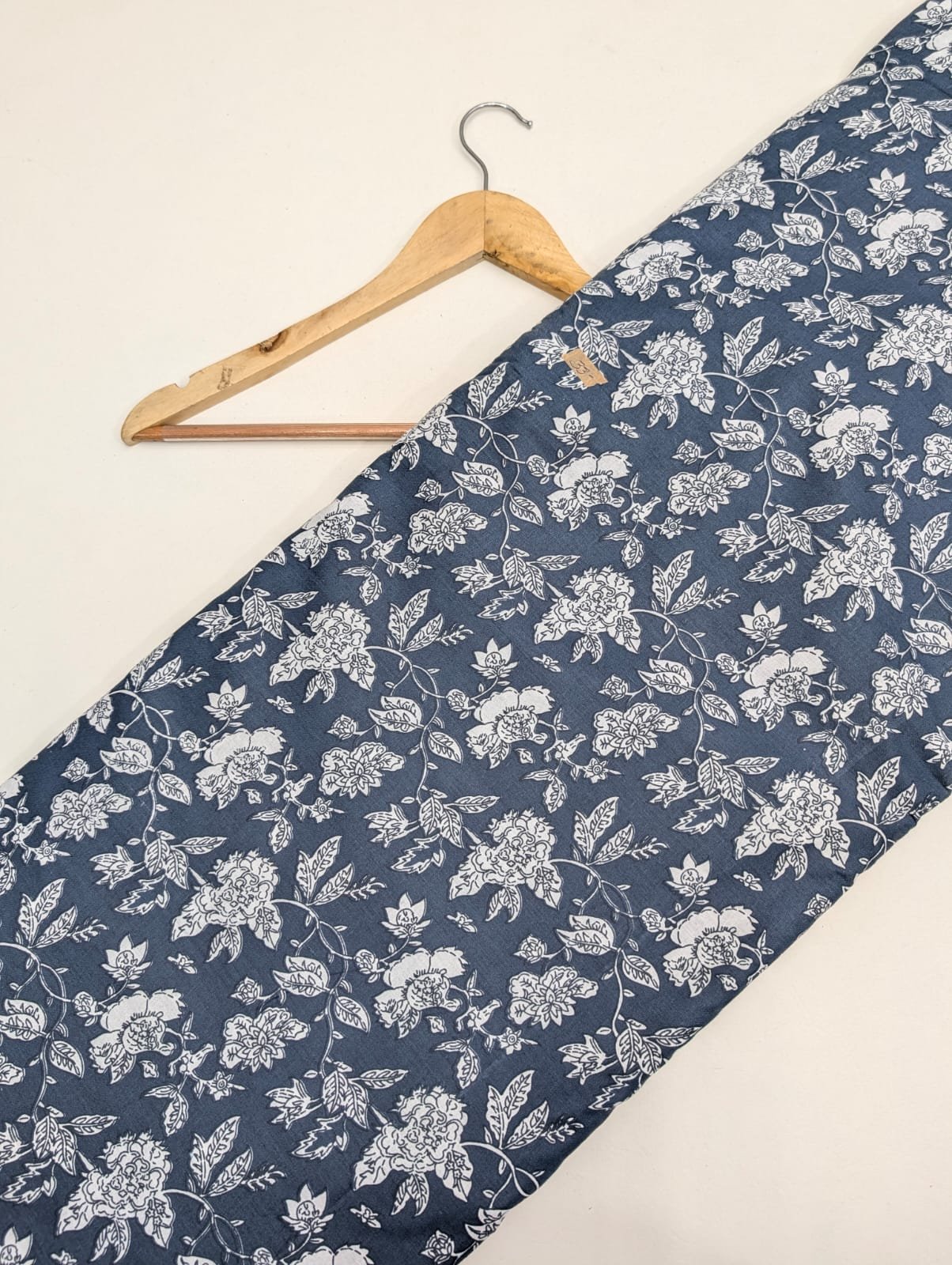 Navy blue floral print cotton fabric Jaipur