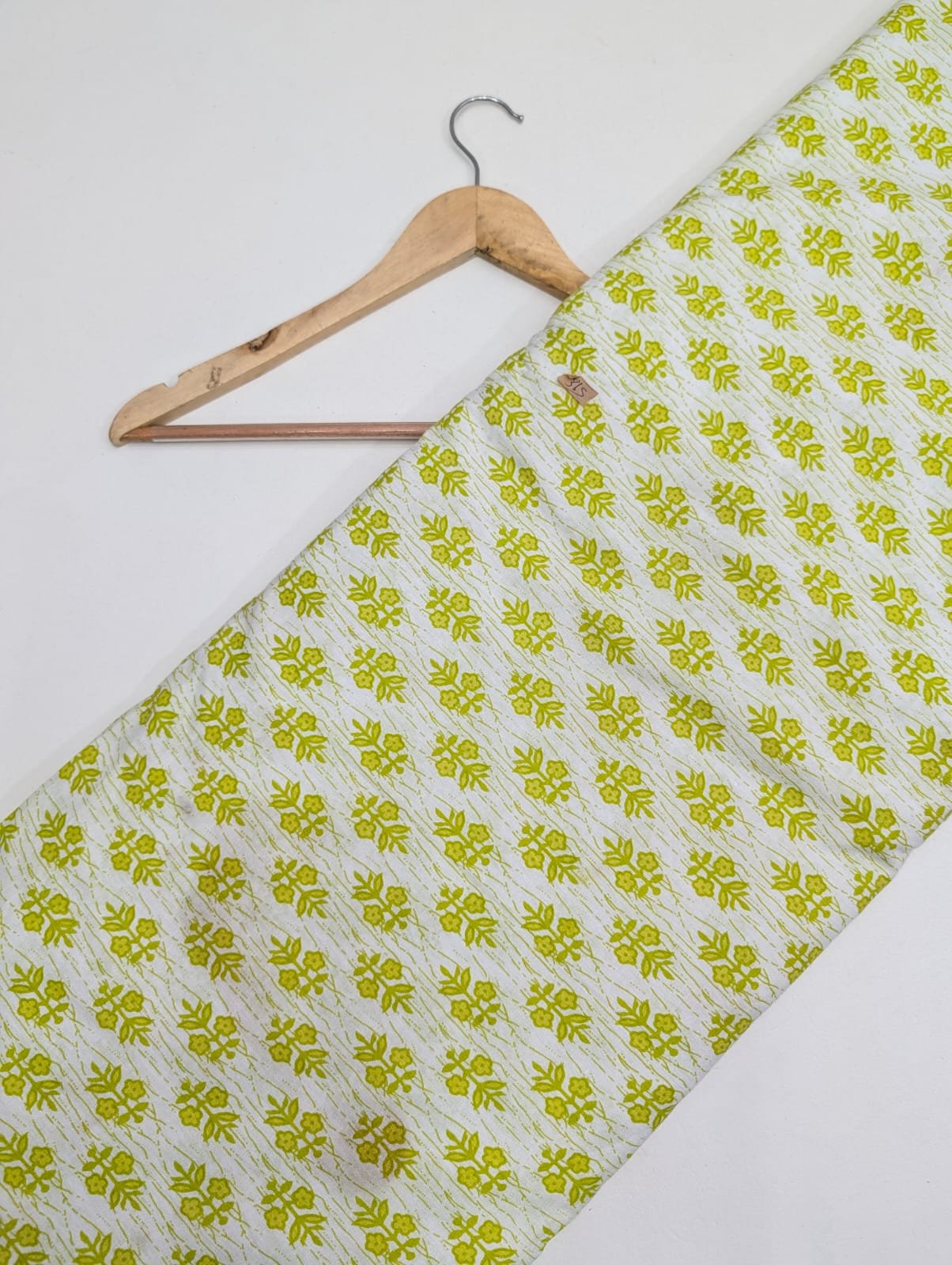 Green leaf print cotton fabric Jaipur