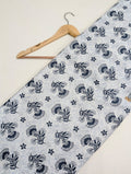 Light blue cotton fabric with dark blue paisley