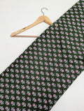 Green floral cotton fabric screen print