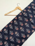Navy floral printed cotton fabric Jaipuri