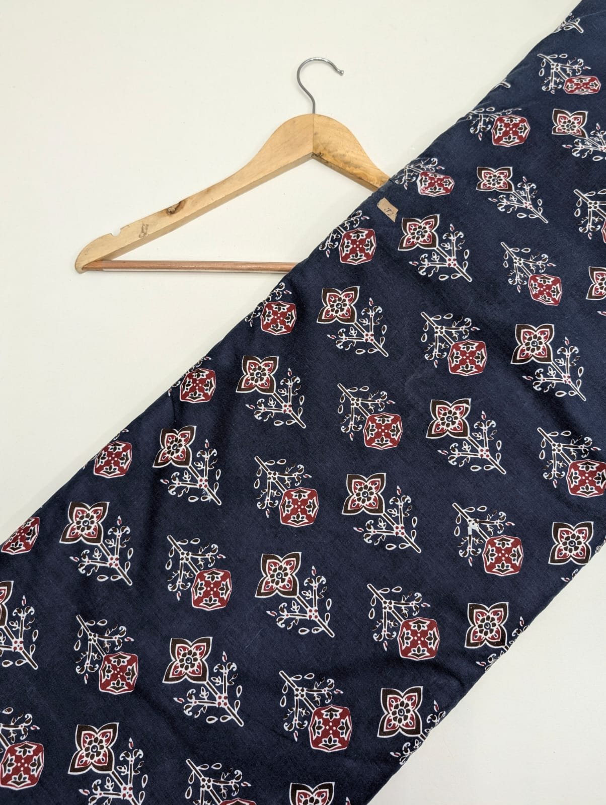 Navy floral printed cotton fabric Jaipuri