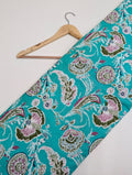 Turquoise paisley printed cotton fabric Rajasthan
