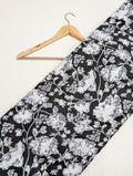 Black floral cotton fabric screen print Jaipur