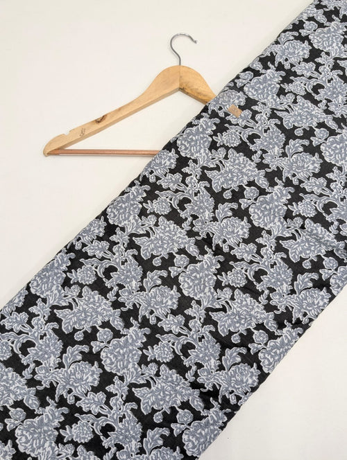 Black paisley cotton fabric screen print India